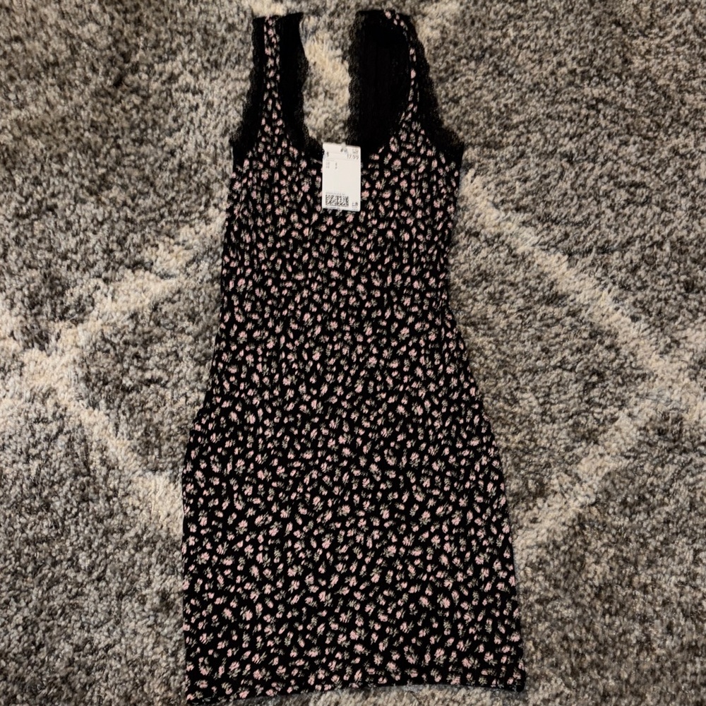 H&M Black and Pink Floral Mini Dress
